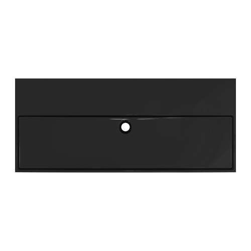 Immagine di Ideal Standard SOLOS lavabo rettificato L.122 cm, sospeso o da appoggio, senza troppopieno, senza foro per rubinetteria, colore nero finitura lucido T5562V2