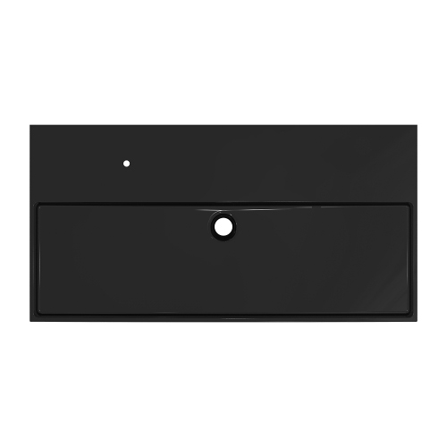 Immagine di Ideal Standard SOLOS lavabo rettificato L.102 cm, sospeso o da appoggio, senza troppopieno, con foro per rubinetteria, colore nero finitura lucido T5369V2