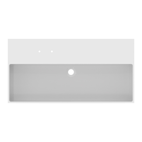 Immagine di Ideal Standard SOLOS lavabo rettificato L.102 cm, sospeso o da appoggio, senza troppopieno, con due fori per rubinetteria sequenziale, colore bianco finitura lucido T537001