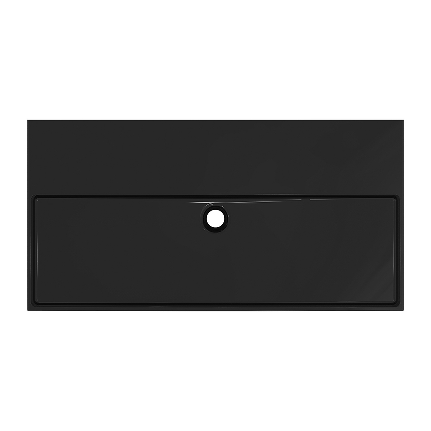 Immagine di Ideal Standard SOLOS lavabo rettificato L.102 cm, sospeso o da appoggio, senza troppopieno, senza foro per rubinetteria, colore nero finitura lucido T5561V2