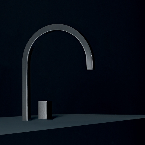 Immagine di Ideal Standard SOLOS miscelatore lavabo H.30 cm quadrato, sequenziale, a due fori, con bocca orientabile, senza scarico, finitura silver storm A7831GN