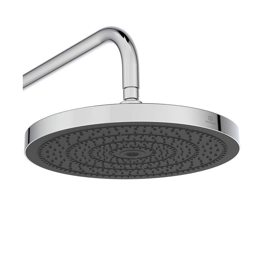 Immagine di Ideal Standard SOLOS colonna doccia con soffione rotondo 30 cm, doccetta, supporto, mensola XXL integrata e flessibile 175 cm, senza corpo incasso, finitura cromo A7882AA