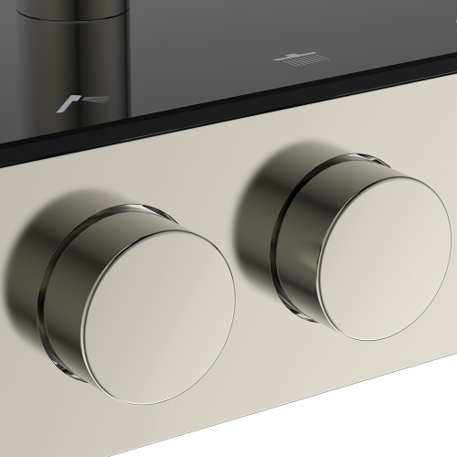 Immagine di Ideal Standard SOLOS colonna doccia con soffione rotondo 30 cm, doccetta, supporto, mensola XXL integrata e flessibile 175 cm, senza corpo incasso, finitura silver storm A7882GN