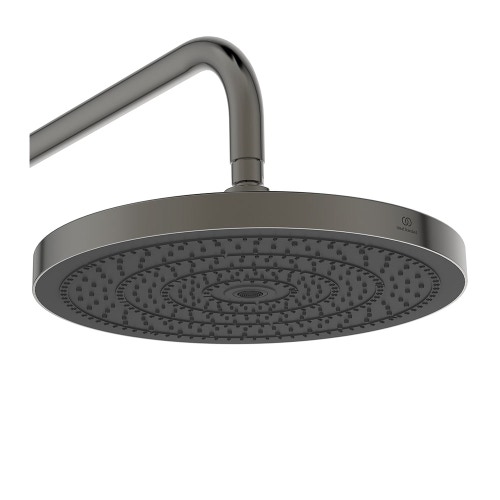 Immagine di Ideal Standard SOLOS colonna doccia con soffione rotondo 30 cm, doccetta, supporto, mensola XXL integrata e flessibile 175 cm, senza corpo incasso, finitura magnetic grey A7882A5