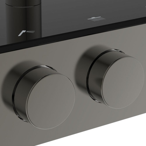 Immagine di Ideal Standard SOLOS colonna doccia con soffione rotondo 30 cm, doccetta, supporto, mensola XXL integrata e flessibile 175 cm, senza corpo incasso, finitura magnetic grey A7882A5