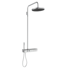 Immagine di Ideal Standard SOLOS colonna doccia con soffione rotondo 30 cm, doccetta stick, supporto integrato nella mensola e flessibile 175 cm, finitura cromo A7884AA