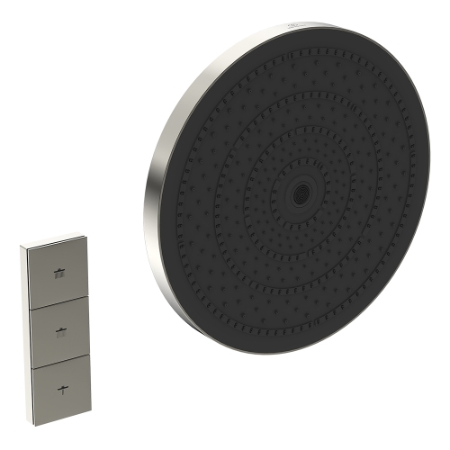 Immagine di Ideal Standard SOLOS soffione rotondo Ø 30 cm, 3 getti, con giunto orientabile, finitura silver storm A7889GN