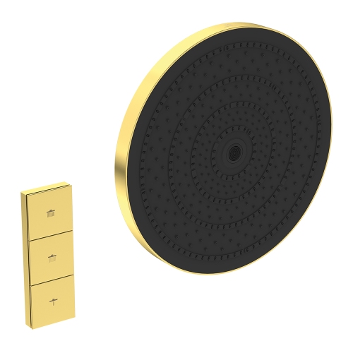 Immagine di Ideal Standard SOLOS soffione rotondo Ø 30 cm, 3 getti, con giunto orientabile, finitura brushed gold A7889A2