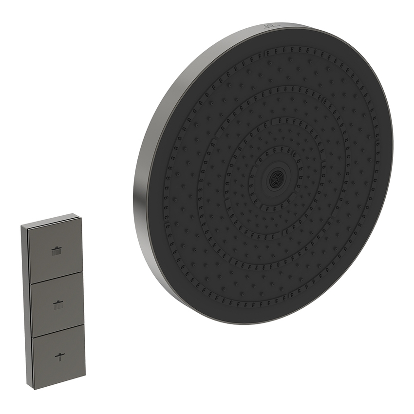 Immagine di Ideal Standard SOLOS soffione rotondo Ø 30 cm, 3 getti, con giunto orientabile, finitura magnetic grey A7889A5