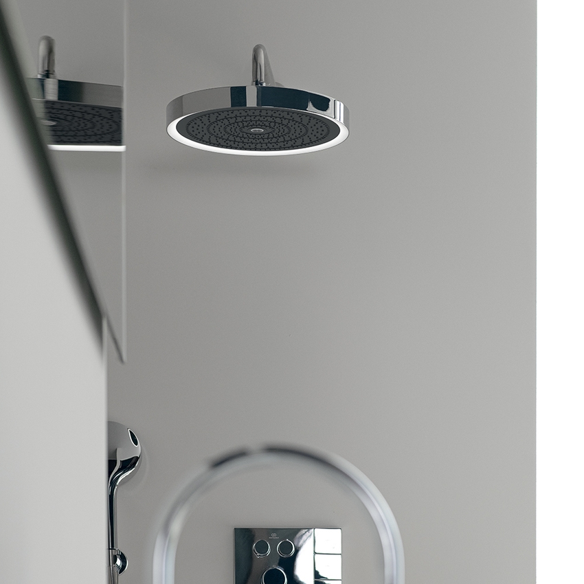 Immagine di Ideal Standard SOLOS kit braccio a parete e soffione rotondo 33 cm, con luce LED, senza corpo incasso, finitura brushed gold A7890A2