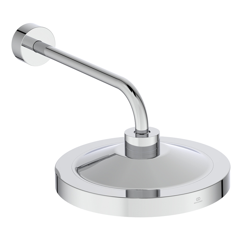 Immagine di Ideal Standard SOLOS kit braccio a parete e soffione rotondo 33 cm, con luce LED, 1 funzione, senza corpo incasso, finitura cromo A7887AA