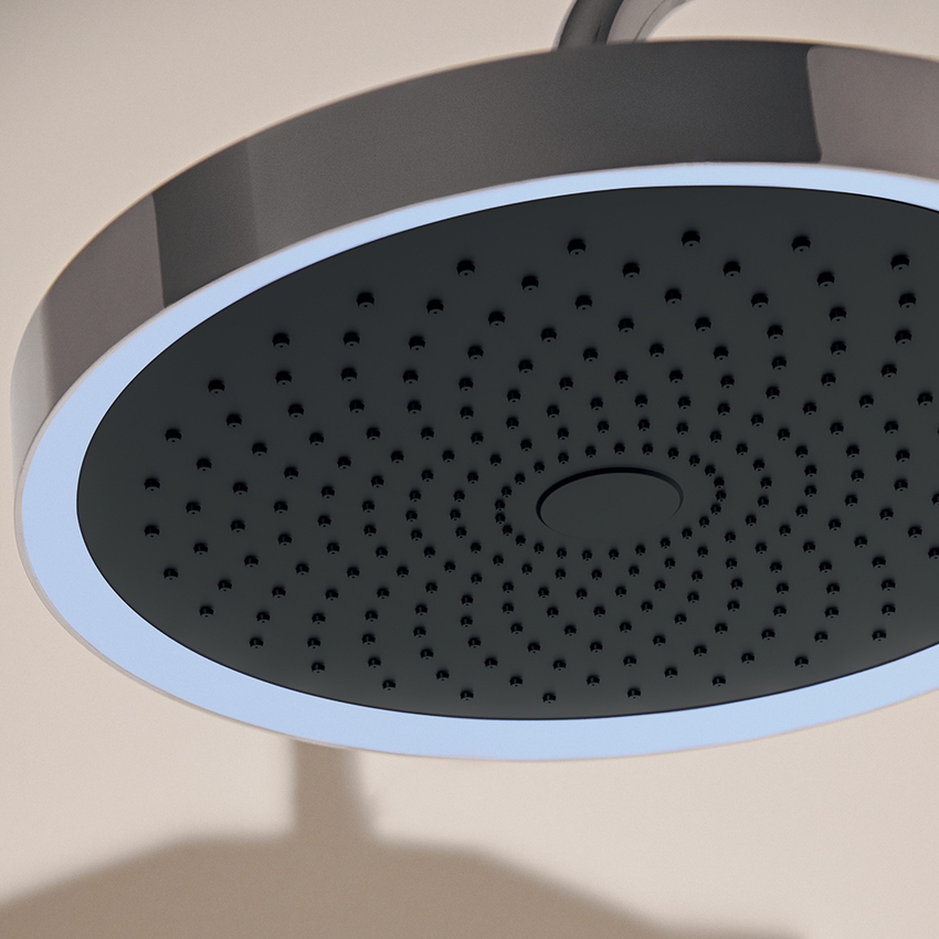 Immagine di Ideal Standard SOLOS kit braccio a parete e soffione rotondo 33 cm, con luce LED, 1 funzione, senza corpo incasso, finitura cromo A7887AA