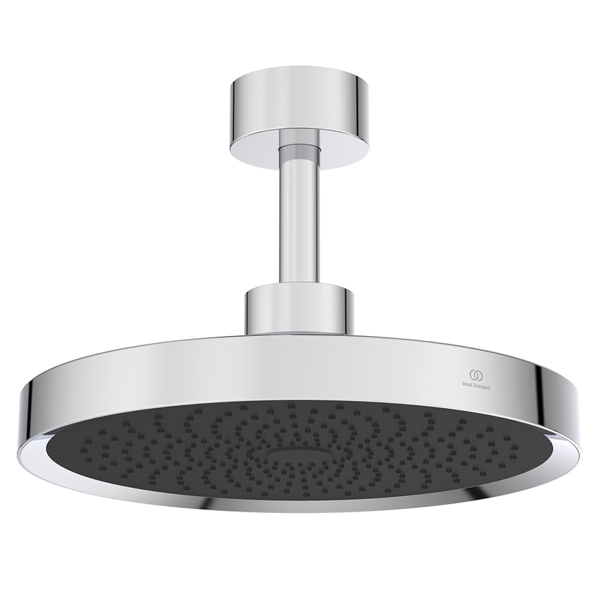 Immagine di Ideal Standard SOLOS kit braccio a soffitto e soffione rotondo 33 cm, con luce LED, 1 funzione, senza corpo incasso, finitura cromo A7888AA