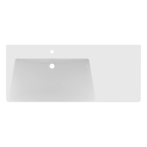 Immagine di Ideal Standard LA DOLCE VITA lavabo top asimmetrico L.126 cm, con foro della rubinetteria a sinistra, con troppopieno, colore bianco finitura lucido E263201