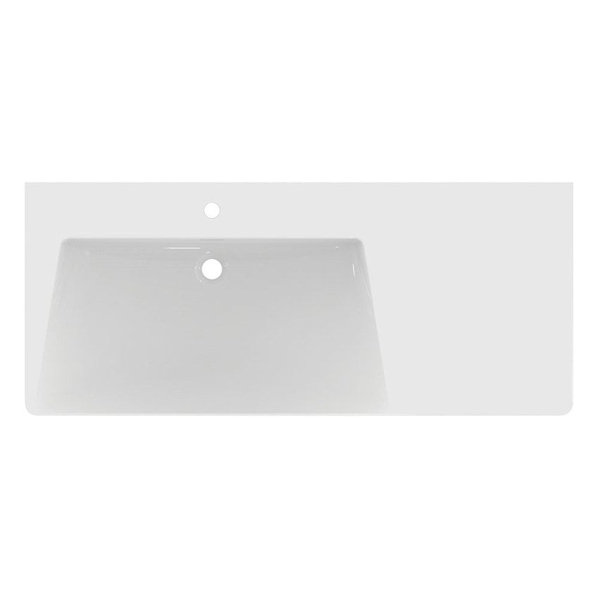Immagine di Ideal Standard LA DOLCE VITA lavabo top asimmetrico L.126 cm, con foro della rubinetteria a sinistra, con troppopieno, colore bianco finitura lucido E263201