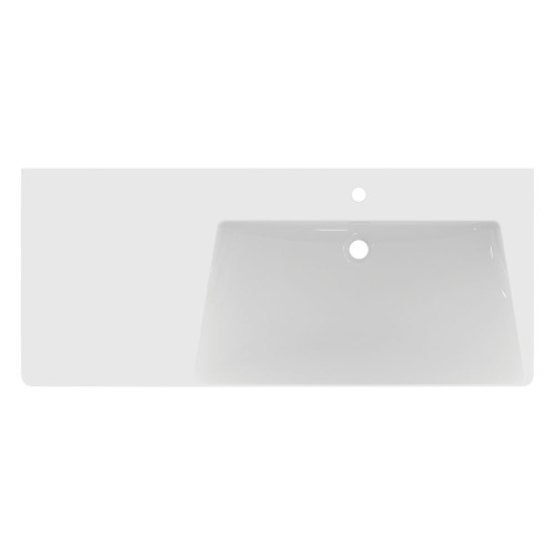 Immagine di Ideal Standard LA DOLCE VITA lavabo top asimmetrico L.126 cm, con foro della rubinetteria a destra, con troppopieno, colore bianco finitura lucido E263301