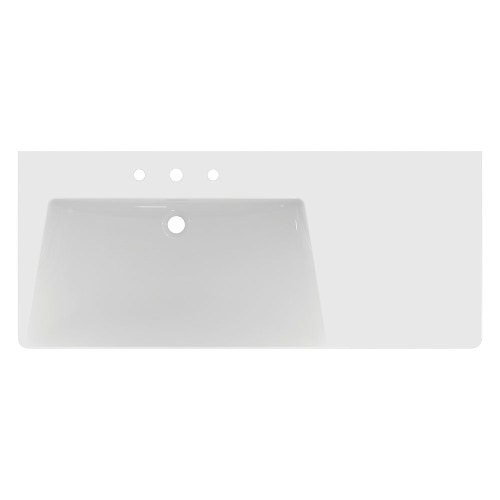 Immagine di Ideal Standard LA DOLCE VITA lavabo top asimmetrico L.126 cm, con 3 fori della rubinetteria a sinistra, con troppopieno, colore bianco finitura lucido E269601