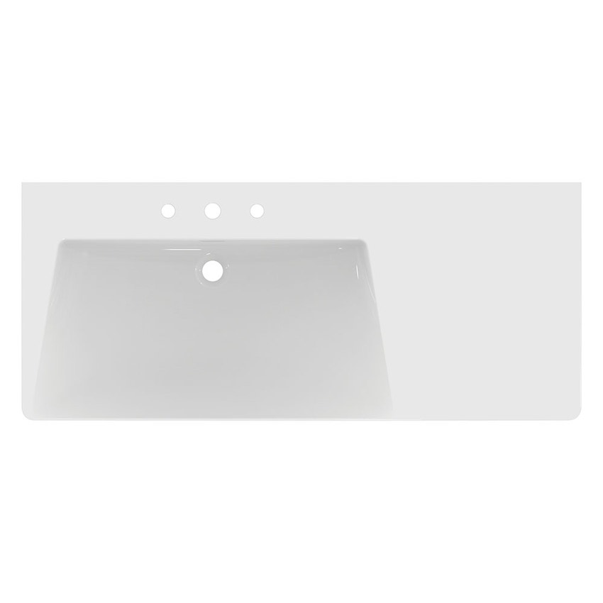 Immagine di Ideal Standard LA DOLCE VITA lavabo top asimmetrico L.126 cm, con 3 fori della rubinetteria a sinistra, con troppopieno, colore bianco finitura lucido E269601