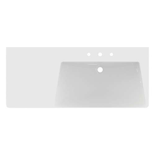 Immagine di Ideal Standard LA DOLCE VITA lavabo top asimmetrico L.126 cm, con 3 fori della rubinetteria a destra, con troppopieno, colore bianco finitura lucido E269701