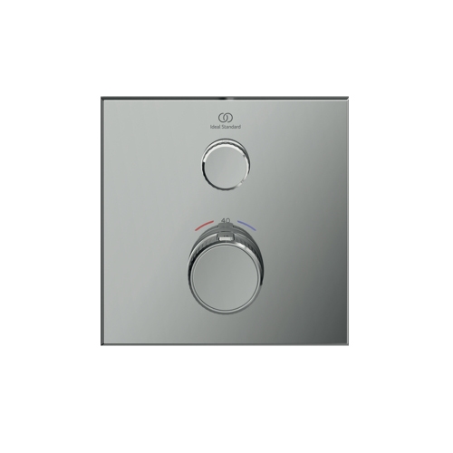 Immagine di Ideal Standard CERATHERM NAVIGO miscelatore termostatico quadrato, ad incasso, a 1 via, senza corpo incasso, finitura cromo A7301AA