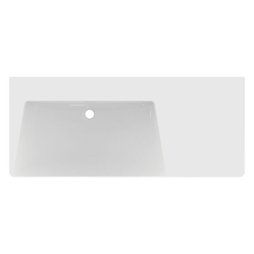 Immagine di Ideal Standard LA DOLCE VITA lavabo top asimmetrico L.126 cm, senza foro della rubinetteria, versione sinistra, con troppopieno, colore bianco finitura lucido E270601