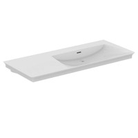 Immagine di Ideal Standard LA DOLCE VITA lavabo top asimmetrico L.126 cm, senza foro della rubinetteria, versione destra, con troppopieno, colore bianco finitura lucido E270701