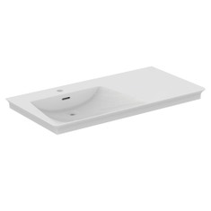 Immagine di Ideal Standard LA DOLCE VITA lavabo top asimmetrico L.106 cm, con foro della rubinetteria a sinistra, con troppopieno, colore bianco finitura lucido E264601