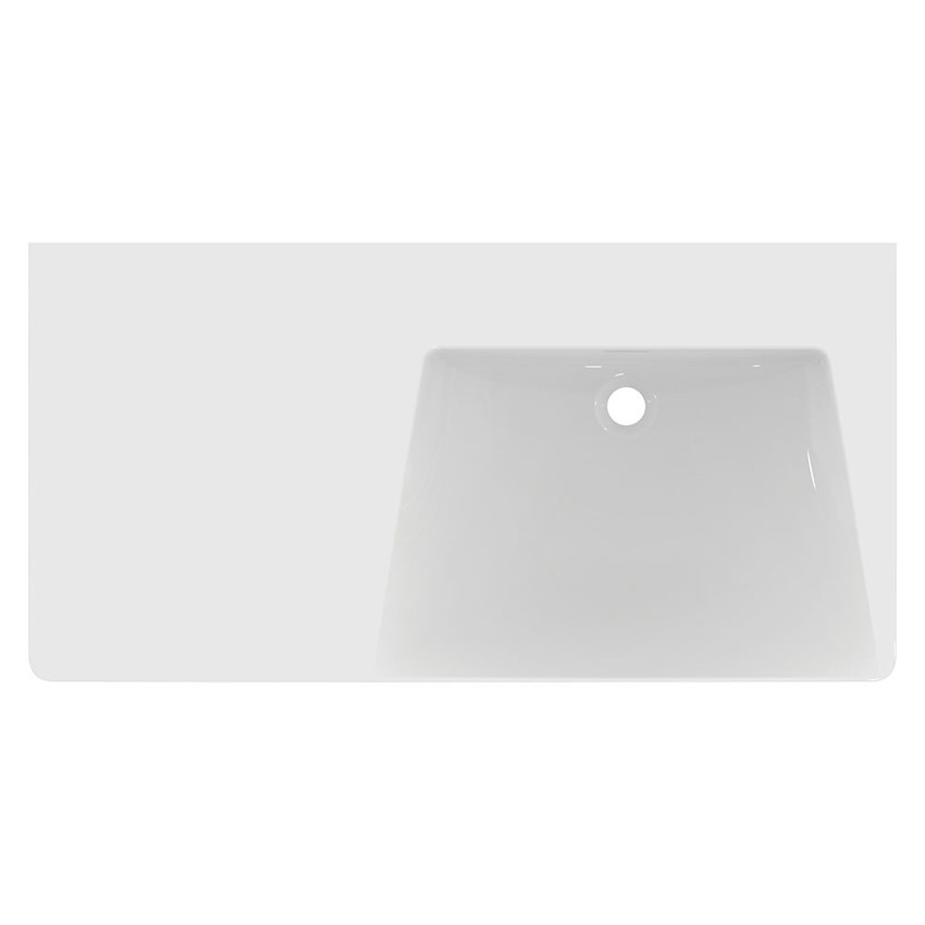 Immagine di Ideal Standard LA DOLCE VITA lavabo top asimmetrico L.106 cm, senza foro della rubinetteria, versione destra, con troppopieno, colore bianco finitura lucido E270401
