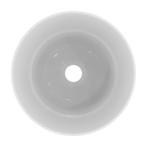 Immagine di Ideal Standard LA DOLCE VITA lavabo da appoggio su piano Ø 34 cm, senza foro della rubinetteria e senza troppopieno, colore bianco finitura lucido E271701