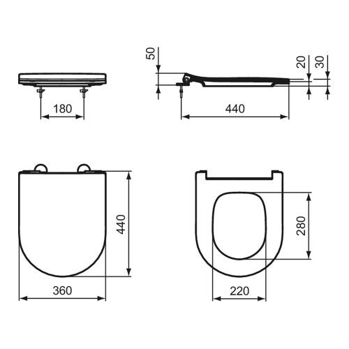Immagine di Ideal Standard LA DOLCE VITA sedile del vaso slim, a chiusura rallentata, colore bianco finitura lucido E266701