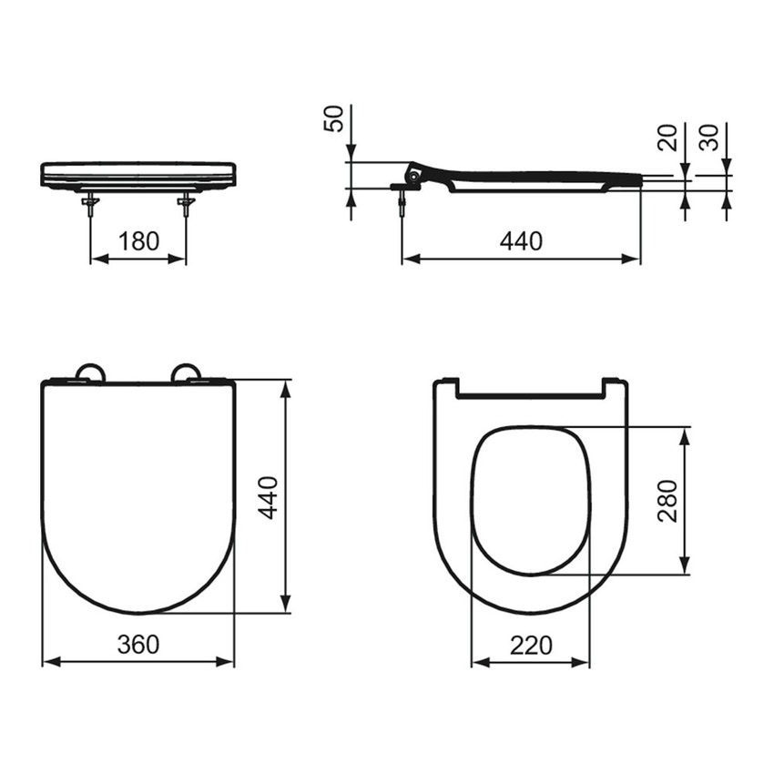 Immagine di Ideal Standard LA DOLCE VITA sedile del vaso slim, a chiusura rallentata, colore bianco finitura lucido E266701