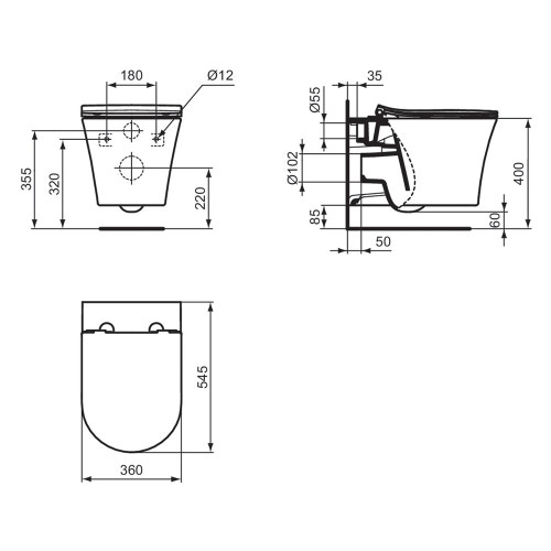 Immagine di Ideal Standard LA DOLCE VITA vaso sospeso AquaBlade, senza brida, senza sedile, colore bianco finitura lucido E263401