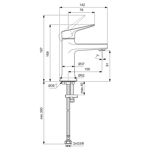 Immagine di Ideal Standard LA DOLCE VITA miscelatore monocomando per lavabo H.17 cm, senza asta di comando e scarico piletta da 1-1/4", finitura cromo BD656AA