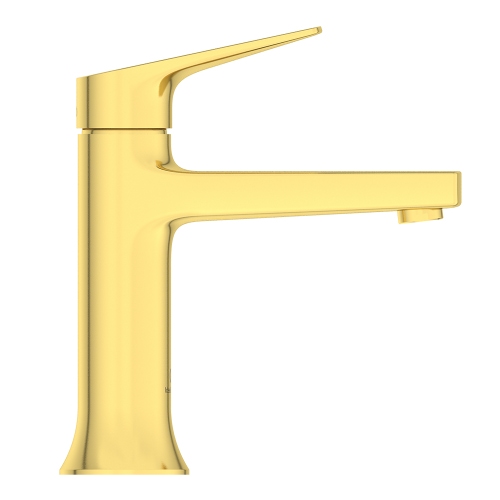 Immagine di Ideal Standard LA DOLCE VITA miscelatore monocomando per lavabo H.18 cm, senza asta di comando e scarico piletta da 1-1/4", finitura brushed gold BD654A2