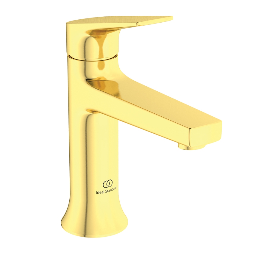 Immagine di Ideal Standard LA DOLCE VITA miscelatore monocomando per lavabo H.18 cm, senza asta di comando e scarico piletta da 1-1/4", finitura brushed gold BD654A2