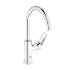 Immagine di Ideal Standard LA DOLCE VITA miscelatore monocomando con bocca alta per lavabo, senza asta di comando e scarico piletta da 1-1/4", finitura cromo BD658AA