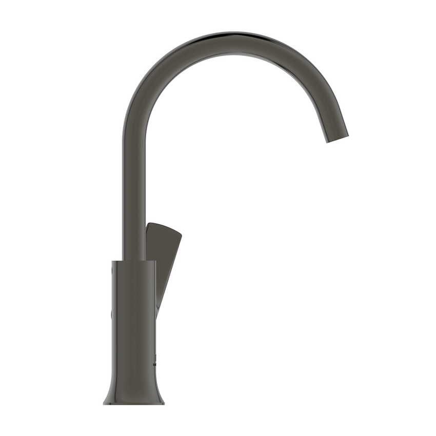 Immagine di Ideal Standard LA DOLCE VITA miscelatore monocomando con bocca alta per lavabo, senza asta di comando e scarico piletta da 1-1/4", finitura magnetic grey BD658A5