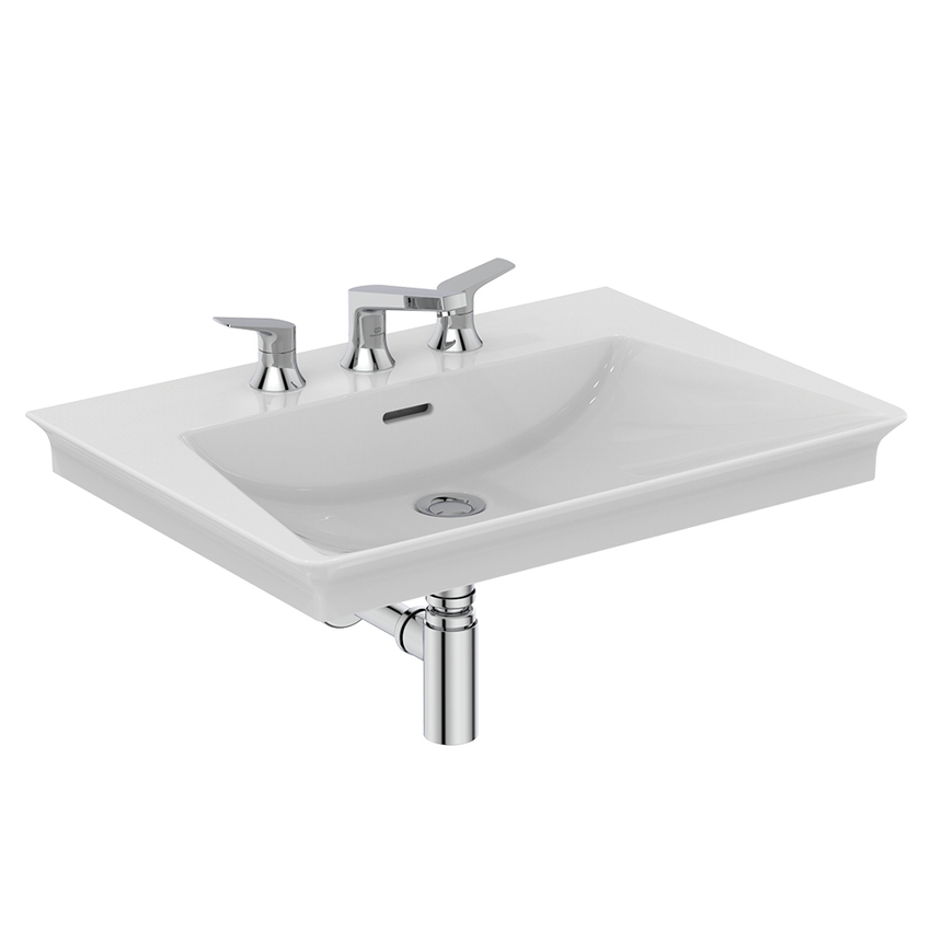 Immagine di Ideal Standard LA DOLCE VITA miscelatore per lavabo con 3 fori, con asta di comando e scarico piletta da 1-1/4", finitura cromo BD661AA