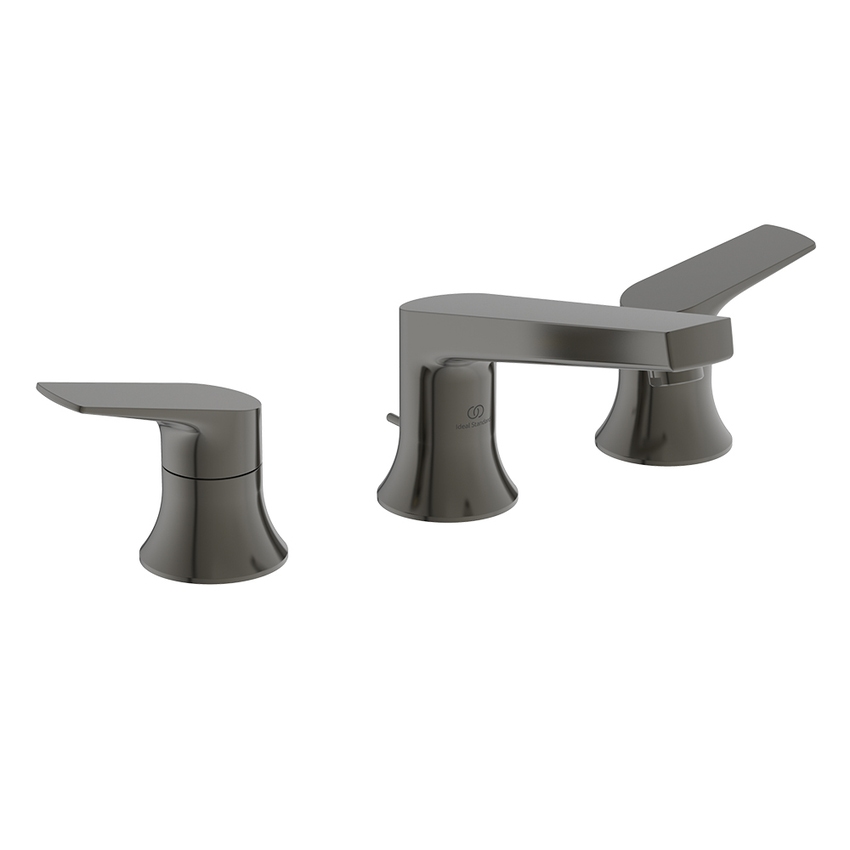 Immagine di Ideal Standard LA DOLCE VITA miscelatore per lavabo con 3 fori, con asta di comando e scarico piletta da 1-1/4", finitura magnetic grey BD661A5