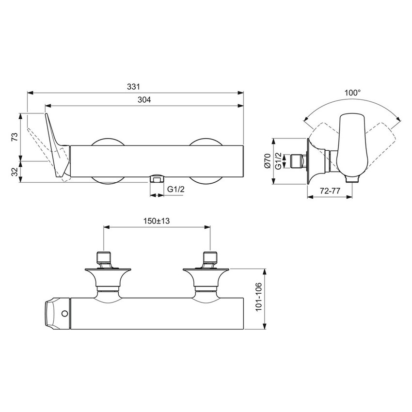 Immagine di Ideal Standard LA DOLCE VITA miscelatore monocomando per doccia, con limitatore di portata, finitura cromo BD665AA
