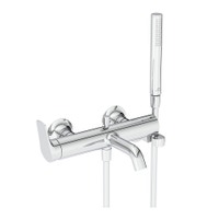 Immagine di Ideal Standard LA DOLCE VITA miscelatore monocomando per vasca o doccia, con deviatore, doccetta stick, supporto fisso e flessibile 125 cm, finitura cromo BD667AA