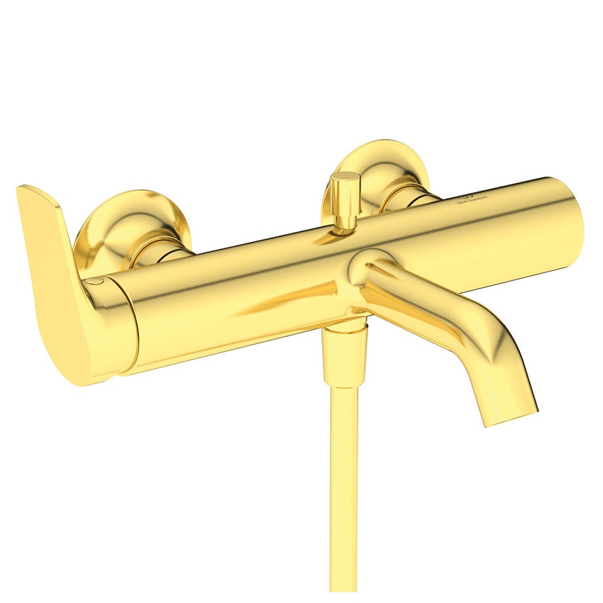 Immagine di Ideal Standard LA DOLCE VITA miscelatore monocomando per vasca o doccia, con deviatore, doccetta stick, supporto fisso e flessibile 125 cm, finitura brushed gold BD667A2