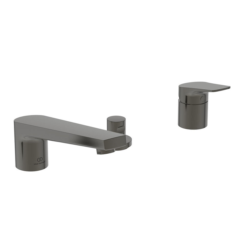 Immagine di Ideal Standard LA DOLCE VITA gruppo bordo vasca 4 fori, con deviatore, bocca di erogazione, doccetta stick, porta doccetta e flessibile 175 cm, finitura magnetic grey BD671A5