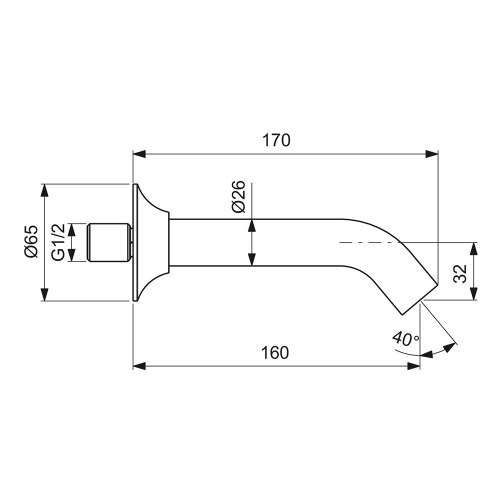 Immagine di Ideal Standard LA DOLCE VITA bocca di erogazione, a parete, finitura cromo BD672AA