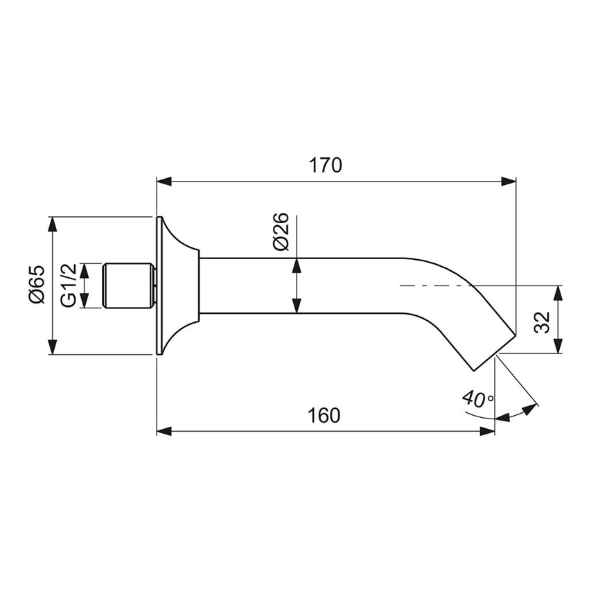 Immagine di Ideal Standard LA DOLCE VITA bocca di erogazione, a parete, finitura cromo BD672AA