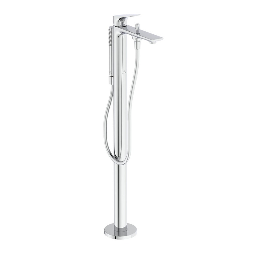 Immagine di Ideal Standard LA DOLCE VITA miscelatore freestanding per vasca, con deviatore, doccetta stick, flessibili 125 cm e supporto doccetta, senza corpo incasso, finitura cromo BD673AA