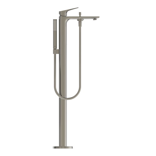 Immagine di Ideal Standard LA DOLCE VITA miscelatore freestanding per vasca, con deviatore, doccetta stick, flessibili 125 cm e supporto doccetta, senza corpo incasso, finitura silver storm BD673GN
