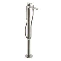 Immagine di Ideal Standard LA DOLCE VITA miscelatore freestanding per vasca, con deviatore, doccetta stick, flessibili 125 cm e supporto doccetta, senza corpo incasso, finitura silver storm BD673GN