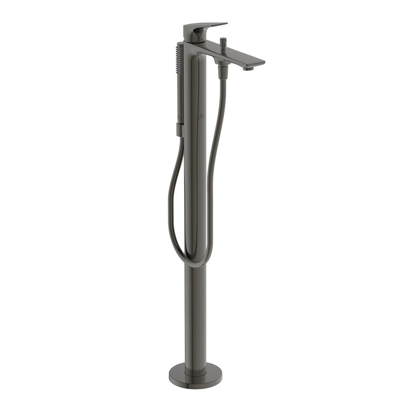 Immagine di Ideal Standard LA DOLCE VITA miscelatore freestanding per vasca, con deviatore, doccetta stick, flessibili 125 cm e supporto doccetta, senza corpo incasso, finitura magnetic grey BD673A5