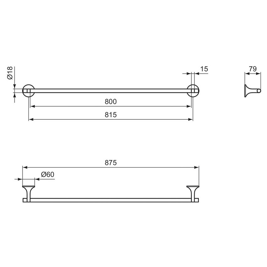 Immagine di Ideal Standard LA DOLCE VITA portasciugamani L.80 cm, finitura silver storm T5499GN